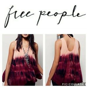 Free People Sebastian TieDye Tank PeachMaroon Ombr